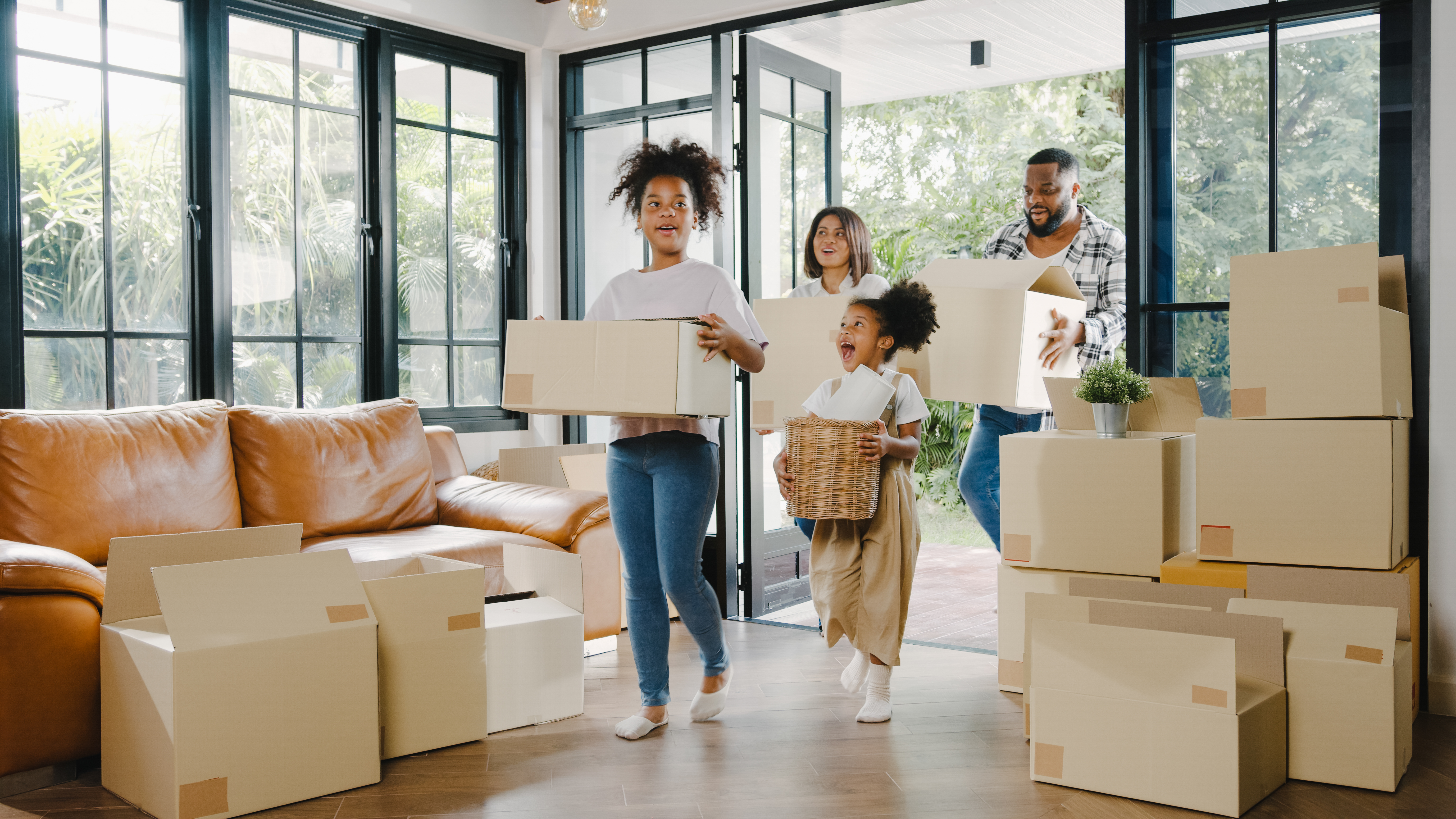 Family moving into their home